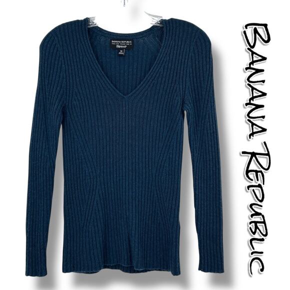 Banana Republic Filpucci Yarn Sweater Blouse Wool Cashmere Green Womens Sz XS - Picture 1 of 10